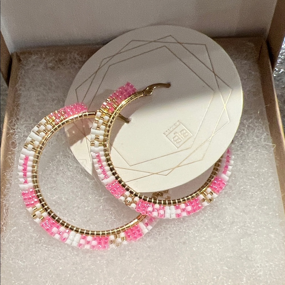 Beaded hoop earring